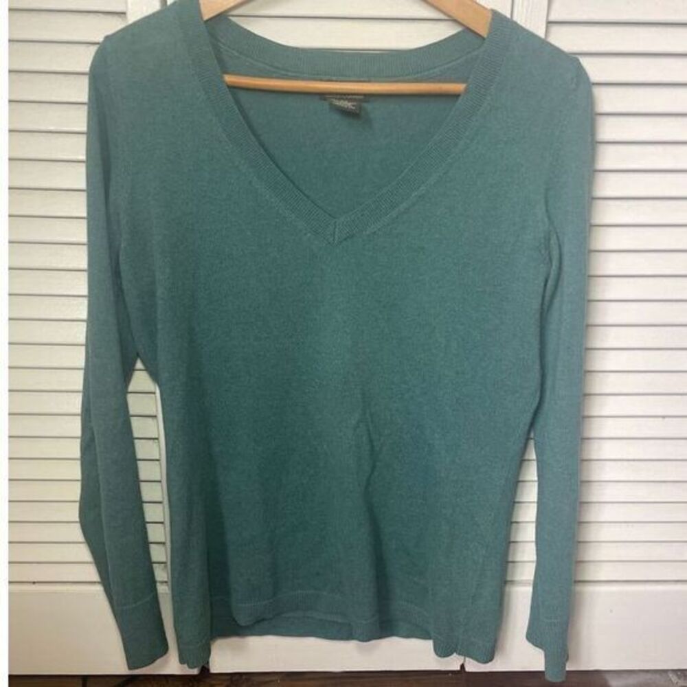 Banana Republic Teal Green V-Neck Long Sleeve Knit Sweater Casual